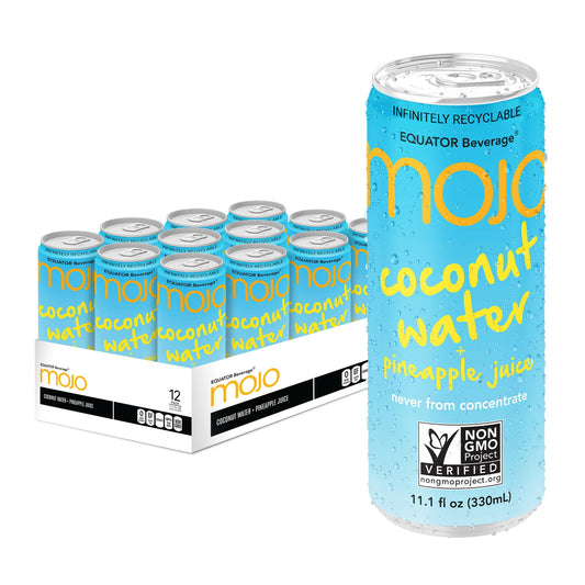 MOJO Coconut Water  Pineapple Juice  Hydration Drink  Sports Drink  Electrolytes Beverage 1043 mg  Vitamin B  C  Hydration Drink for Skin  Body  111 Oz Pack Of 12