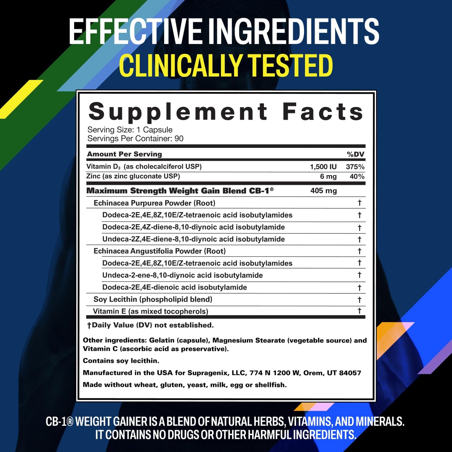 CB-1 Weight Gainer Pills (90 Count) | Weight Gainer for Women & Men | Clinically Tested for Safe, Effective Results | Fast & Powerful Mass Gainer