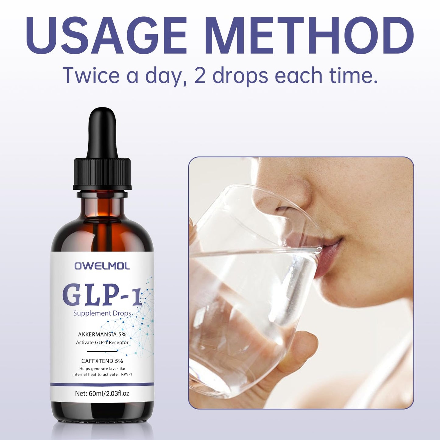 OWELMOL GLP-1 Supplement Drops for Men and Women -2 Fl Oz(2Pcs)