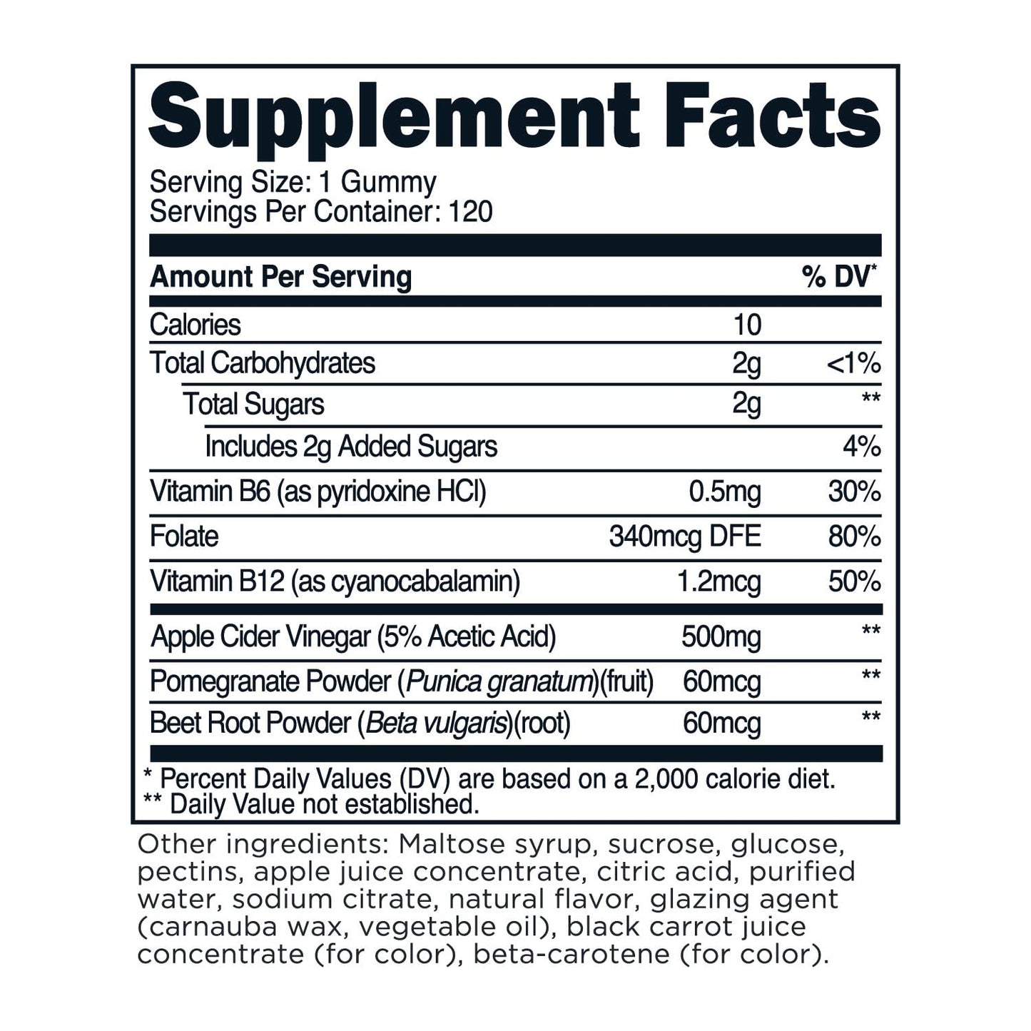 TransformHQ Apple Cider Vinegar Gummies (120 Servings, 500mg Per Serving) - Gluten Free, Non-GMO