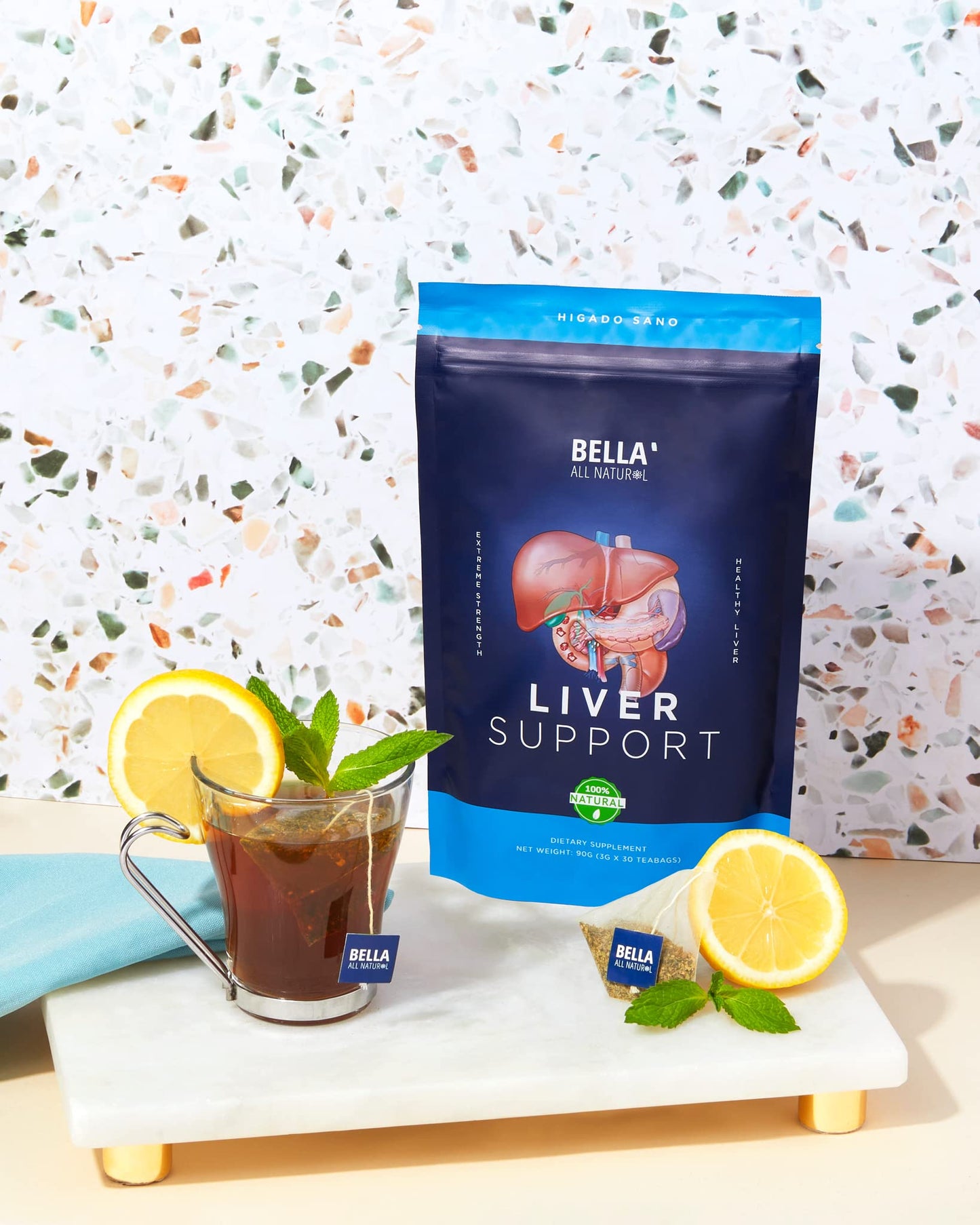 Bella All Natural Liver Detox Drink - Liver Cleanse Detox & Repair Tea with Blessed Thistle Herb, Artichoke Extract, Dandelion Root, 30 bags