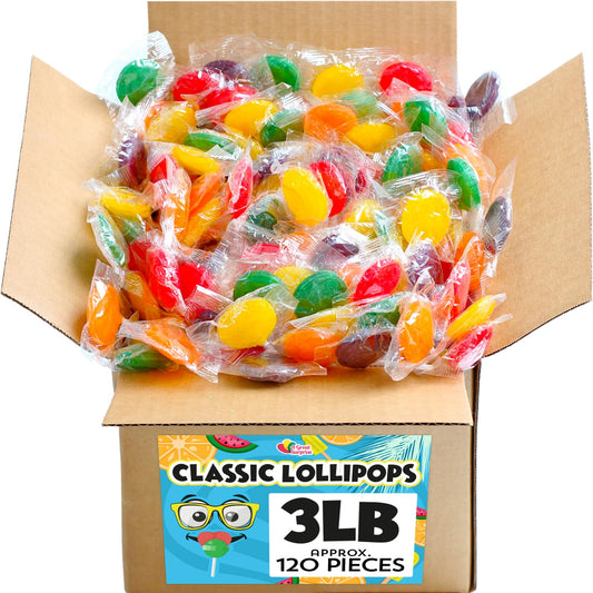 Lollipops  3 Pounds  Classic Lollipops Individually Wrapped  Flat Lolipops for Kids  Summer Candy Suckers  Assorted Fruit Flavors  Birthday Party Goodie Bag Favors  Bulk Candy