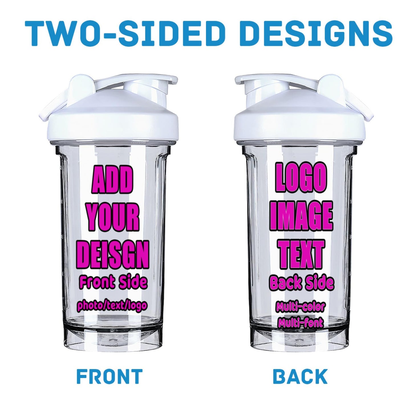 VUASYIE Customized Shaker Cups For Protein Shakes 500ml Fitness Water Cup 18oz Sport Bottles Add Your Design Picture Logo Text Gifts For Birthday Christmas Thanksgiving