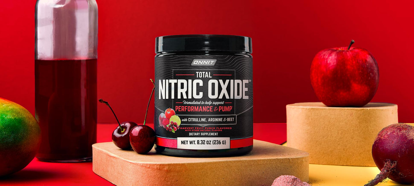 ONNIT Total Nitric Oxide Exercise Performance Powder, Harvest Fruit Punch Flavor, Caffeine-Free Dietary Supplement to Support Muscle Growth and Recovery with NO3-T Arginine Nitrate, 20 Servings