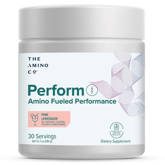 The Amino CO. - Perform Pre Workout Powder Supplement with Pure EAA Amino Acids & Natural Flavor, Stevia Sweetened Preworkout Energy Boost for Men & Women - Pink Lemonade (6.7 oz)