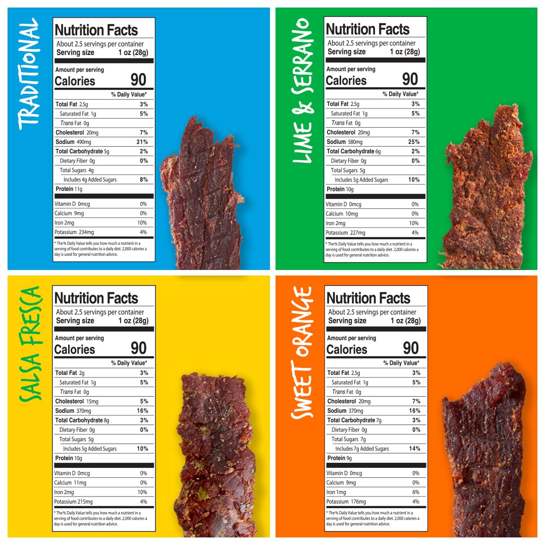 Baja Beef Jerky Snack Pack  Jerky Variety Pack Beef Jerky Gifts for Men Beef Jerky Sampler Craft Jerky Beef Jerky Assortment Gluten Free Jerky High Protein Jerky  25 Oz Bags Pack of 4
