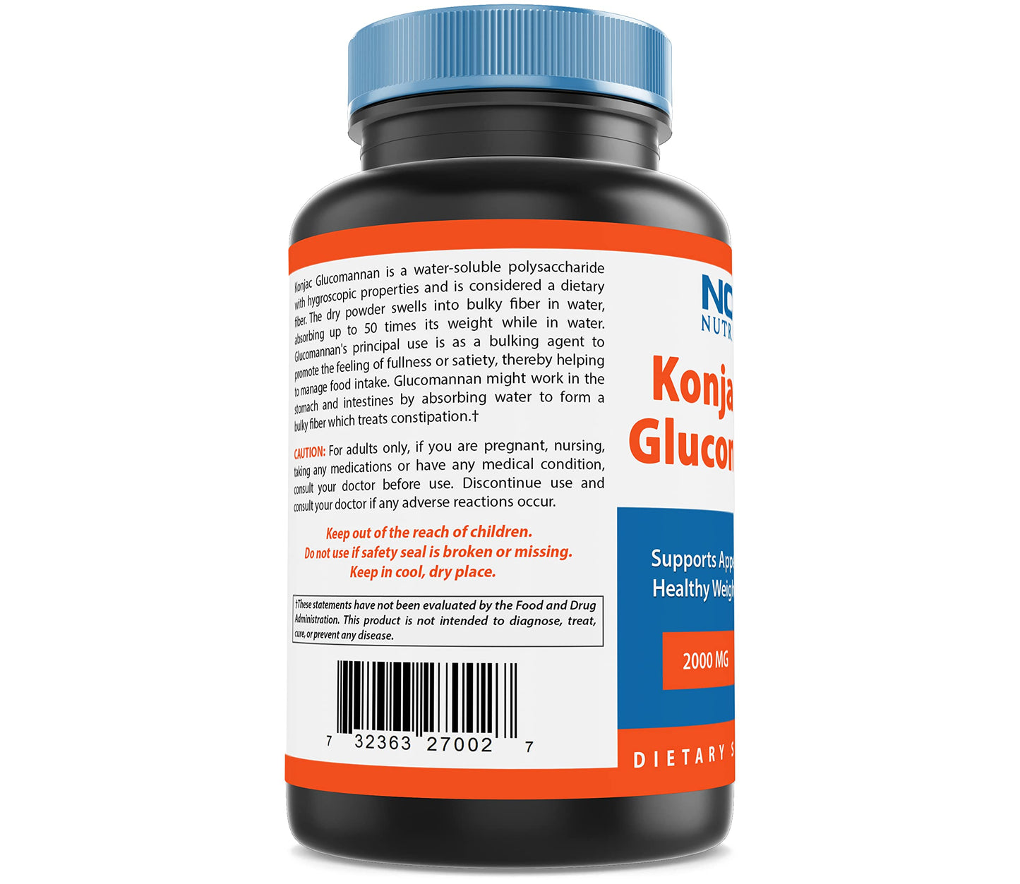 Nova Nutritions 2 Pack Konjac Root Glucomannan Capsules 2000 mg/Serving Veggie Caps 180 Count (Total 360 Capsules)