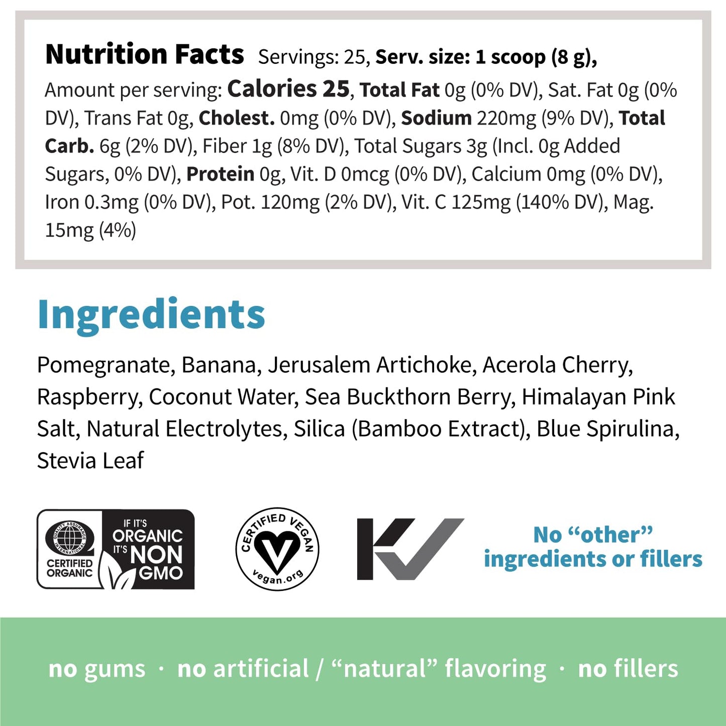 Sprout Living, Colorfuel Hydration Powder Drink Mix, Organic Superfoods + Adaptogens | Hydration & Recovery, Electrolytes, Himalayan Pink Salt, Blue Spirulina, Blue Raspberry Flavor (25 Servings)