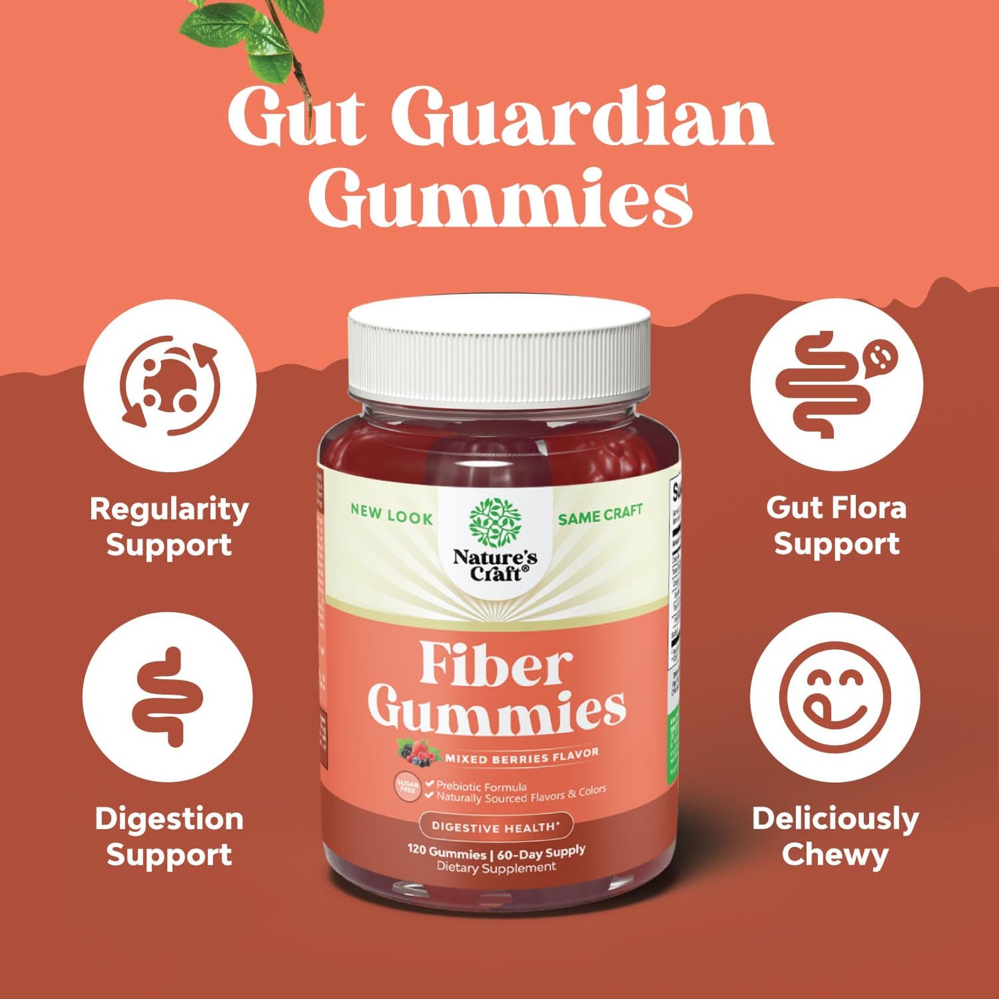Fiber Gummies for Adults - Chicory Root Supplement with Prebiotic Support for Gut & Digestive Health - Soluble Digestion Capsules for Stomach Regulation & Immune Aid - Sugar Free & Vegan - 120 Count