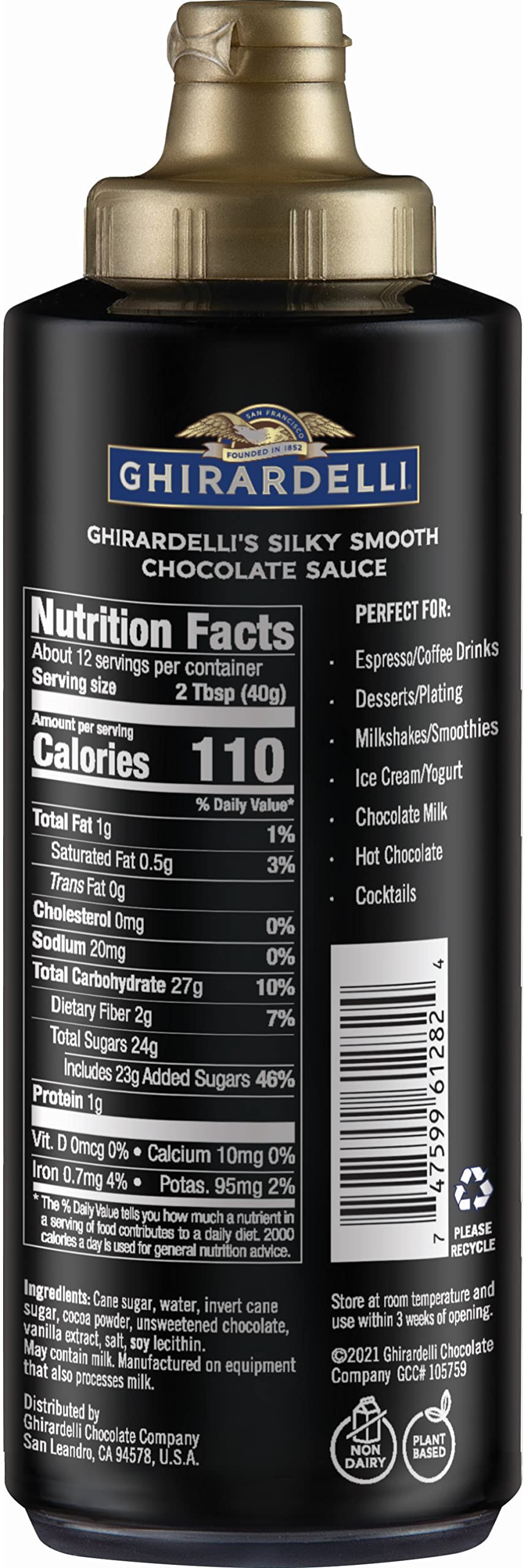 Ghirardelli Sea Salt Caramel and Chocolate Flavored Sauce 16 oz Squeeze Bottles Pack of 2 with Ghirardelli Stamped Barista Spoon
