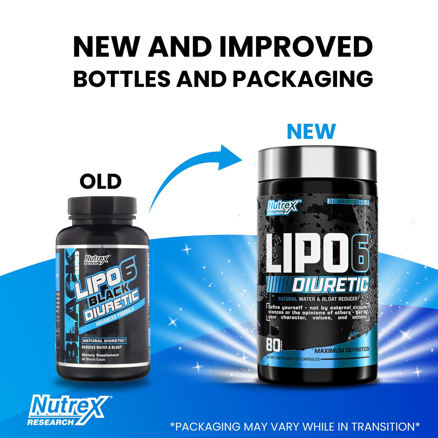 Nutrex Research - Lipo 6 Black Diuretic Water Pills (80 Caps) - Diuretics Reduce Bloat, Water Weight & Enhances Muscle Definition - Water Pill Bloating Relief - Diuretics for Water Retention Pills