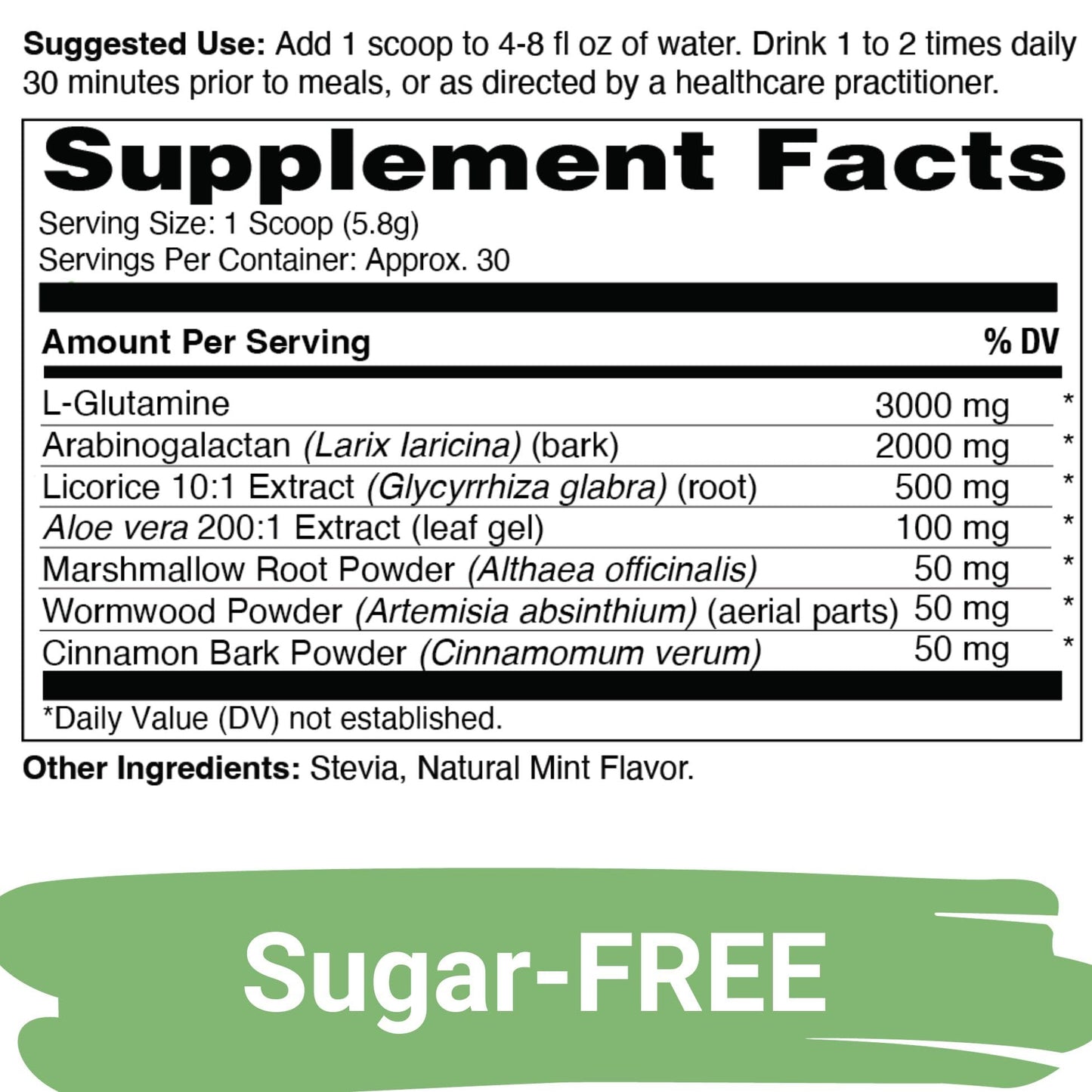 Yuve Gut Health Restore, Vegan & Non-GMO Leaky Gut Repair Supplements, Helps to Relief Bloating, Heartburn, Constipation, Gas & SIBO, with L-Glutamine, Licorice, & Aloe, Pharmaceutical Grade, 30 Servs
