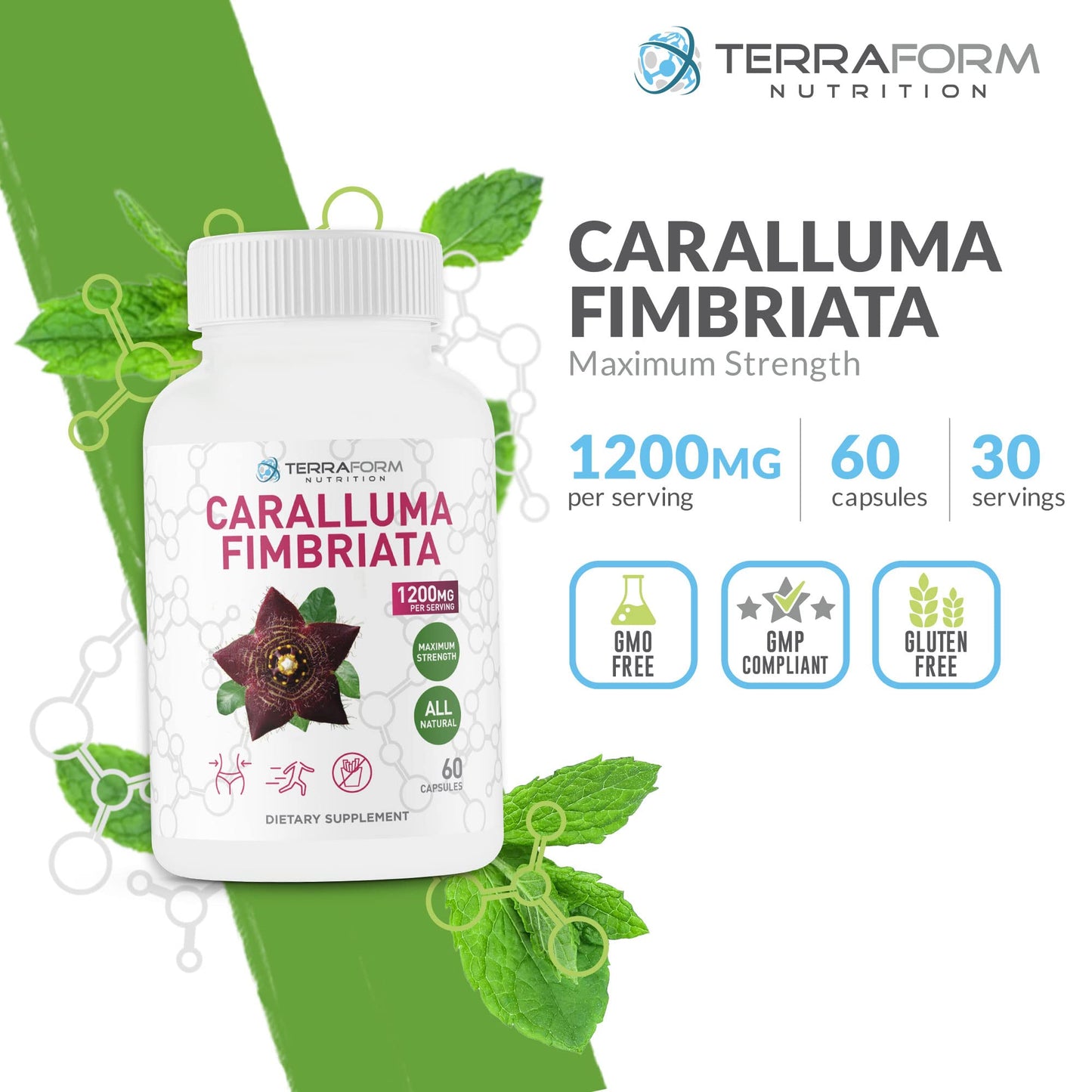 Caralluma Fimbriata - 100% Pure - Max Strength Weight Loss Supplement - 1200mg - Natural Appetite Suppressant for Women & Men - Metabolism Booster - Made in USA - 1 Month