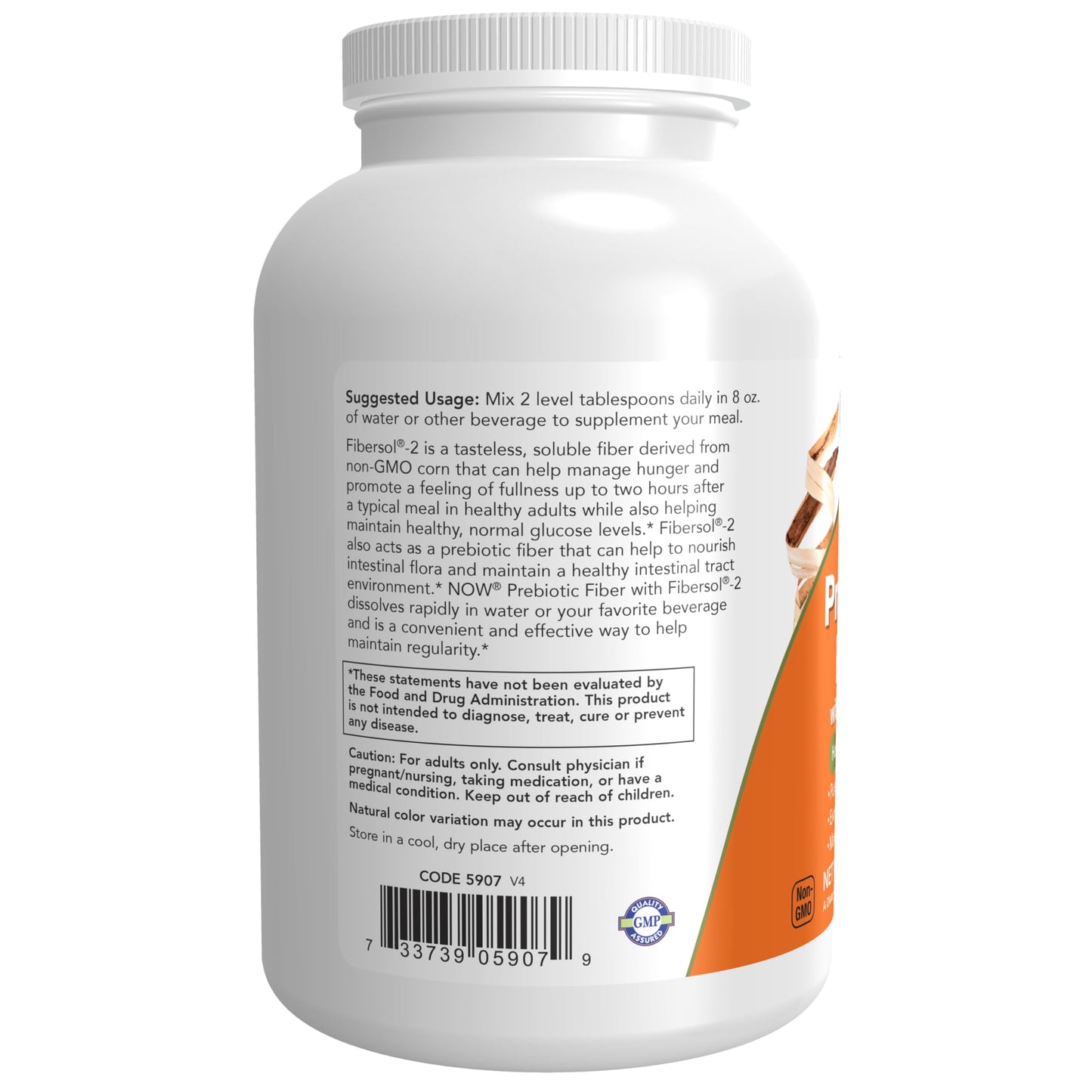 NOW Foods Supplements, Prebiotic Fiber with Fibersol-2, derived from Non-GMO corn, Powder, 12-Ounce
