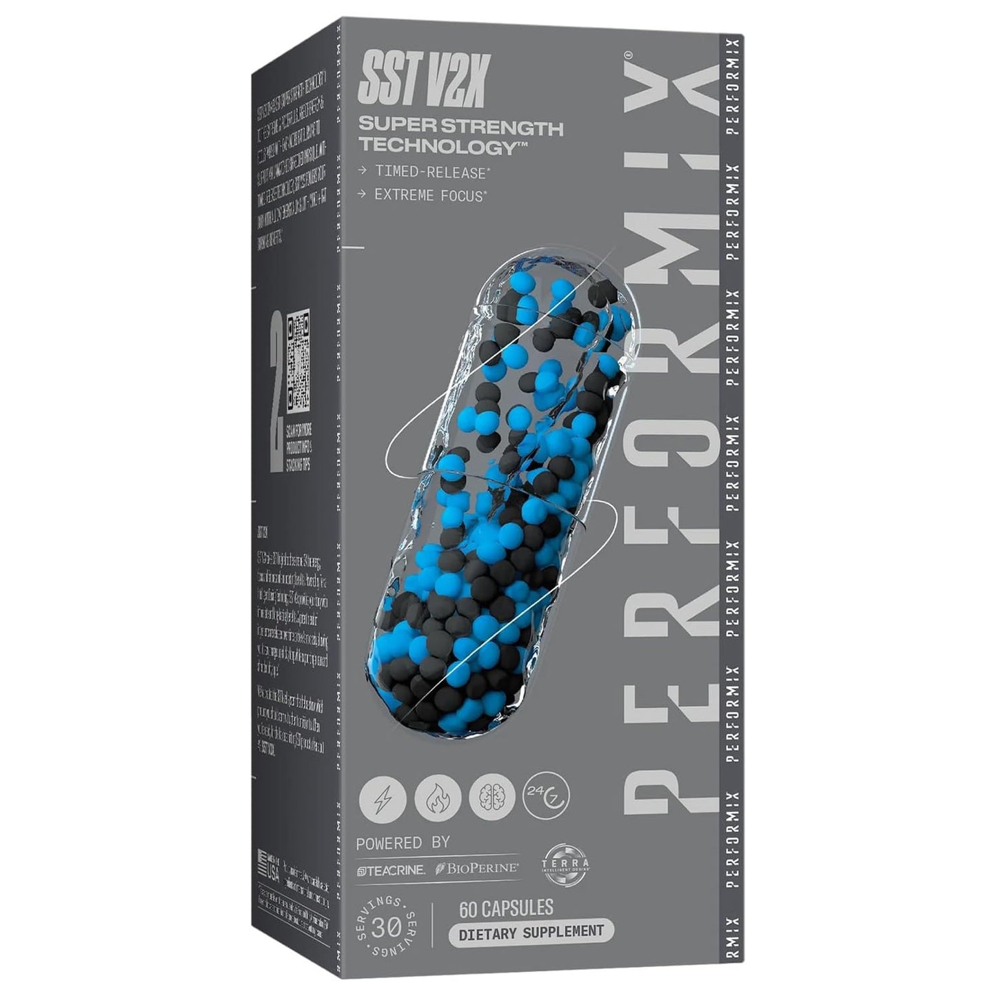 PERFORMIX SST V2X Super Strength Technology - Multi-Phase Suspension Timed-Release Energy, Mental Focus, Pre-Workout Supplement for Men & Women, 60 Capsules