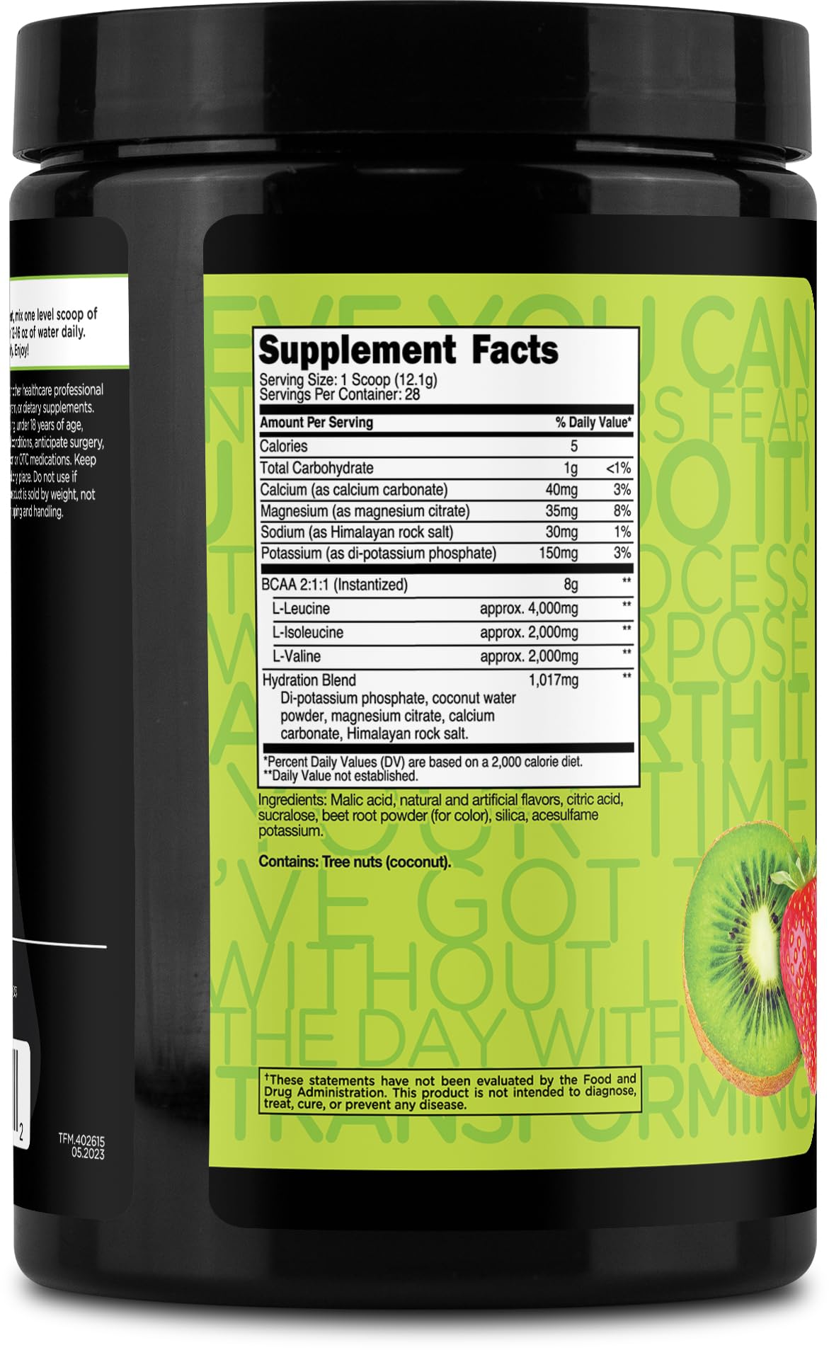 TransformHQ BCAA 2:1:1 Powder - (Kiwi Strawberry) 28 Servings - Perform - Gluten Free, Non-GMO
