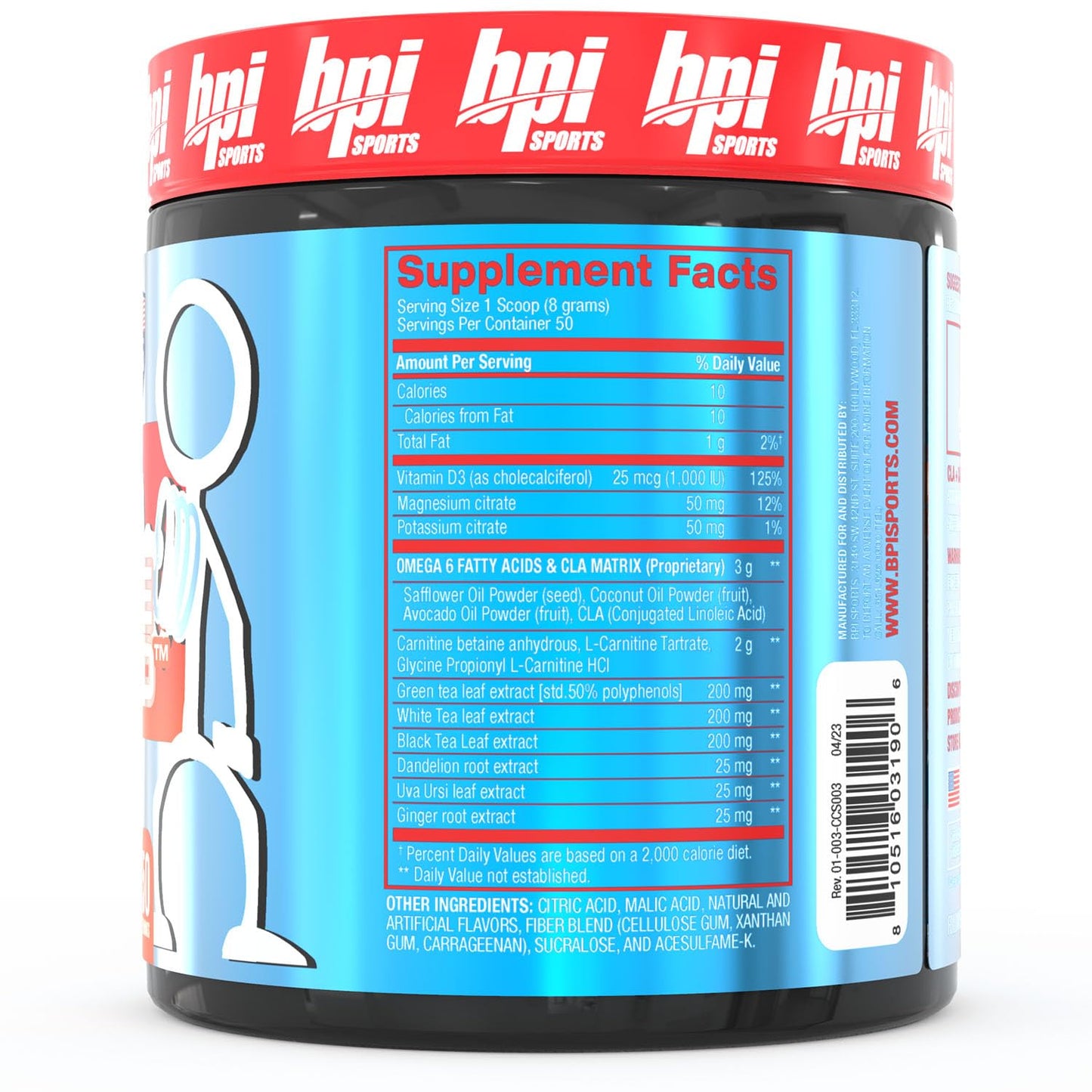 BPI Sports CLA + Carnitine Shredded Supports Lean Muscle & Promotes Fat Loss - Fruit Punch (14.1 oz. / 50 Servings)