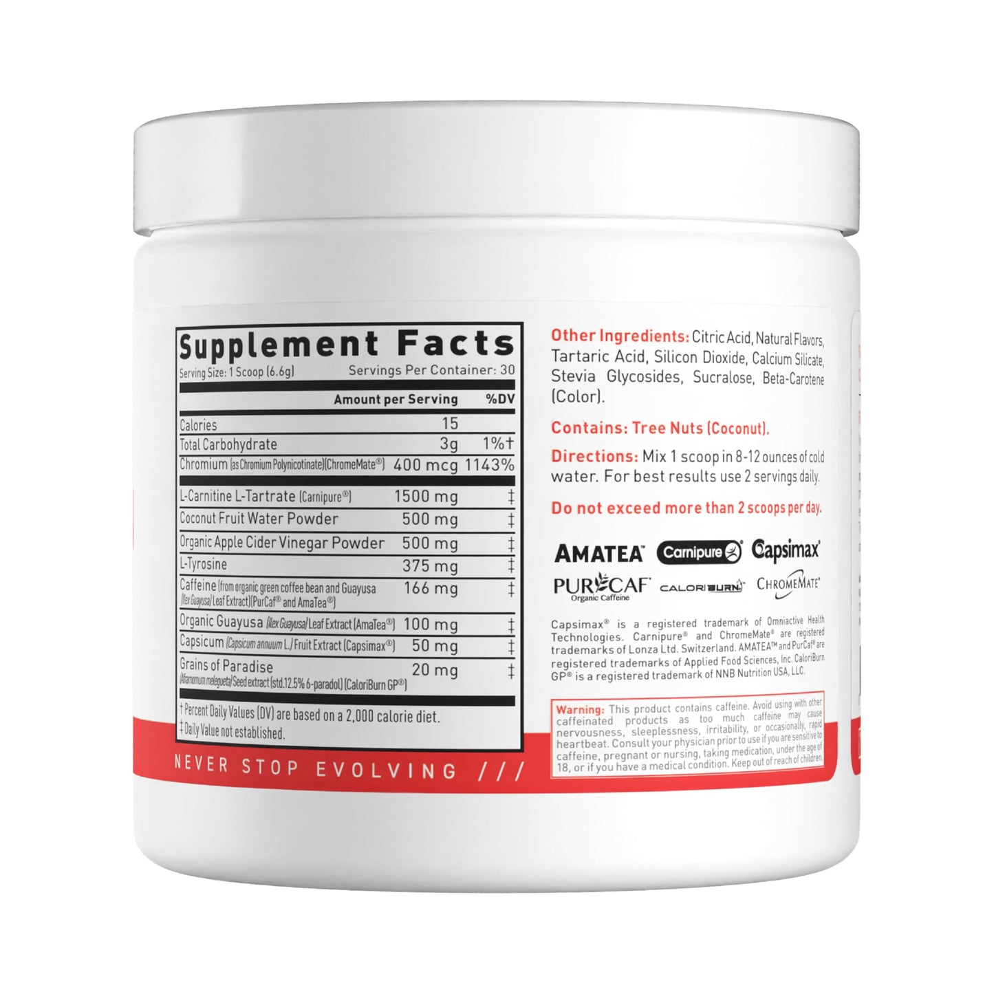 Kaged Thermogenic Powder Clean Burn Orange Mango Men & Women Weight Management Supplement Organic Caffeine Apple Cider Vinegar 30 Servings