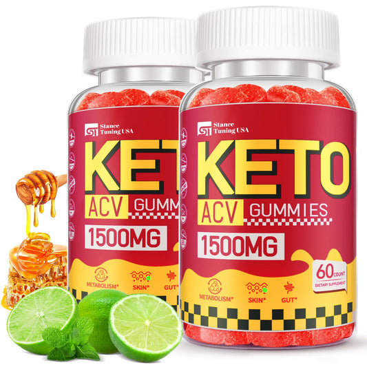 Keto ACV Gummies - Delicious 1500MG Apple Cider Vinegar with Mother - Supports Gut Health, Metabolism & Fat Burn for Women - Vegan & Non-GMO Keto Gummies, 2 Pack