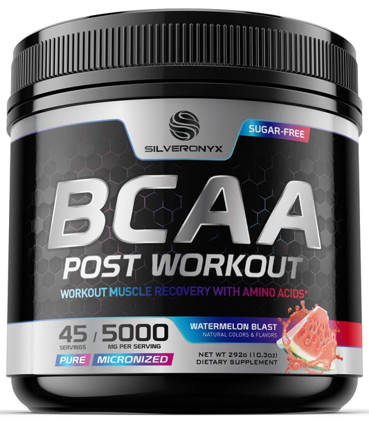 Muscle Recovery Drink Powder with BCAA, L-Glutamine & Amino Acids - Best Muscle Recovery Supplements for Post Workout - Sugar Free, Branched Chain Amino Acid Supplement for Women & Men - 45 Servings