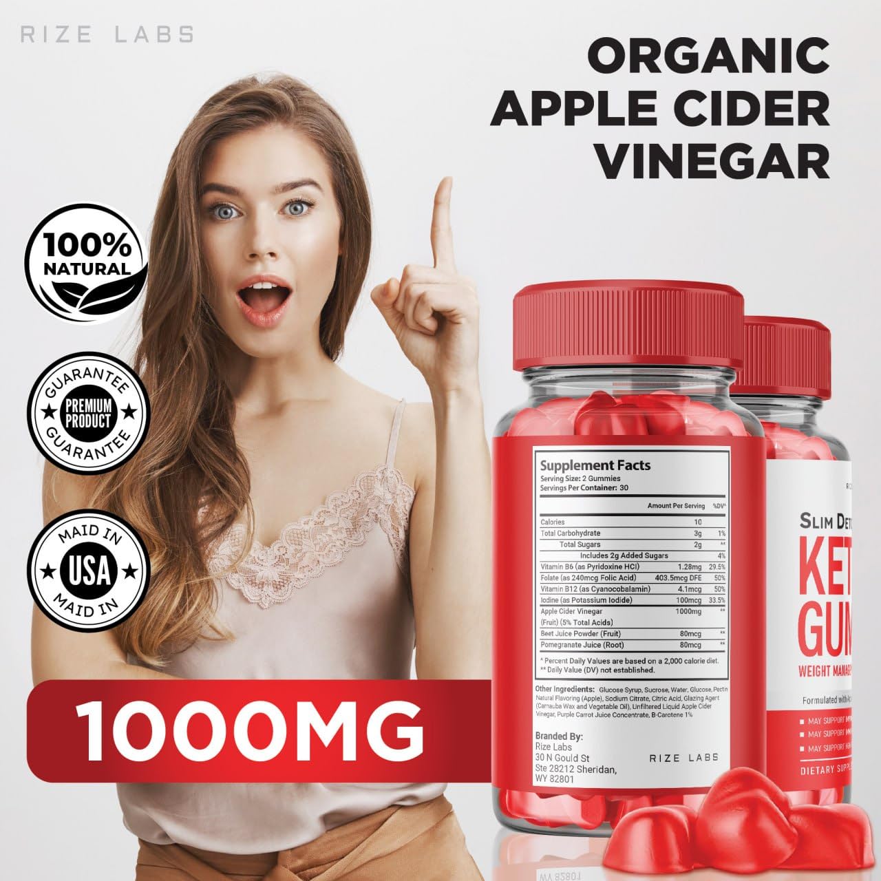 rize labs - Slim Detox Keto ACV Gummies for Advanced Weight Loss with Apple Cider Vinegar, Supplement Helps in Reducing Belly Fat, for Extra Strength (300 Gummies)