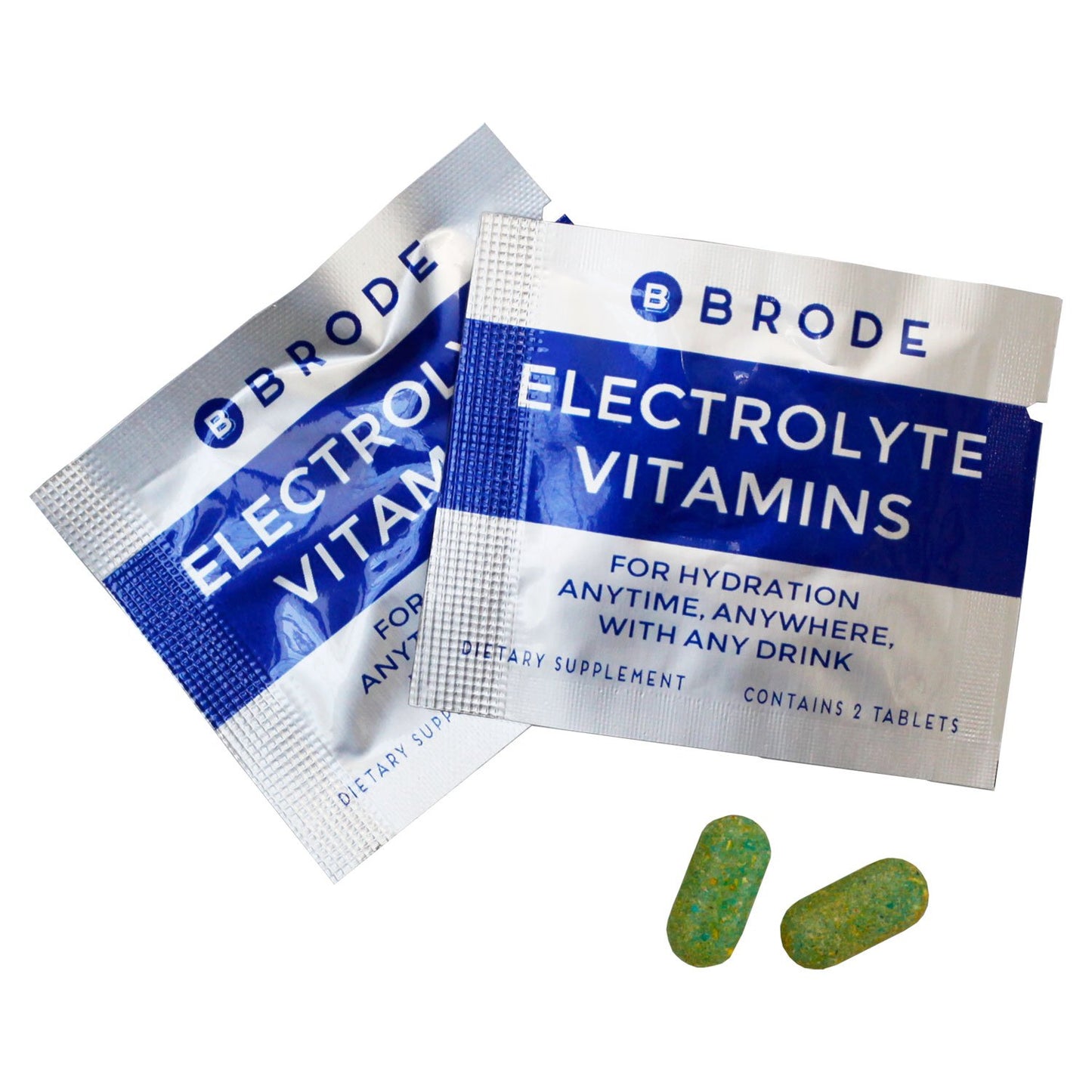 Brode Electrolyte Vitamin - Portable Zero-Sugar Electrolyte Tablets - No Gross Flavor - for Sports, Nightlife, Jetlag, 5 Essential Electrolytes + 9 Vitamins