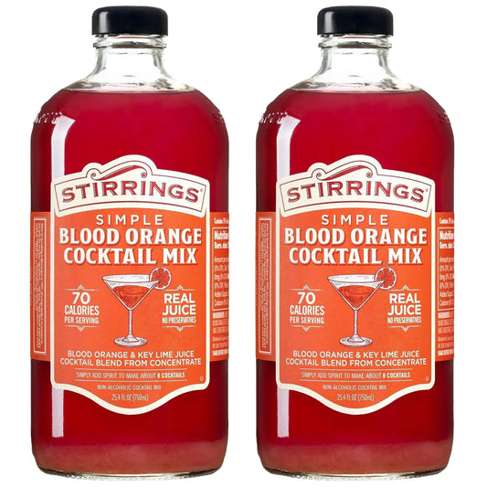 Stirrings 2 Pack Blood Orange Cocktail Mix 750ml Bottles  Real Juice No Preservatives  90 Calories  Drink Mixer