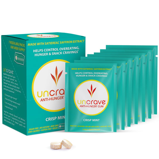 UnCrave Gum Infused with 100% Pure Saffron Extract - Control Cravings - Improve Mood - Vision Health - Crisp Mint (14 Pieces)