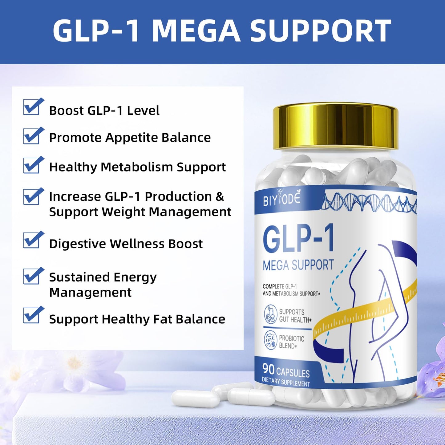 GLP-1 Capsules Supplement Hunger Curb: Appetite Delayed Release Metabolism Expert Formulated to Support GLP1 Naturally Production with Probiotic and Prebiotic for Weight Management(90 Capsules)