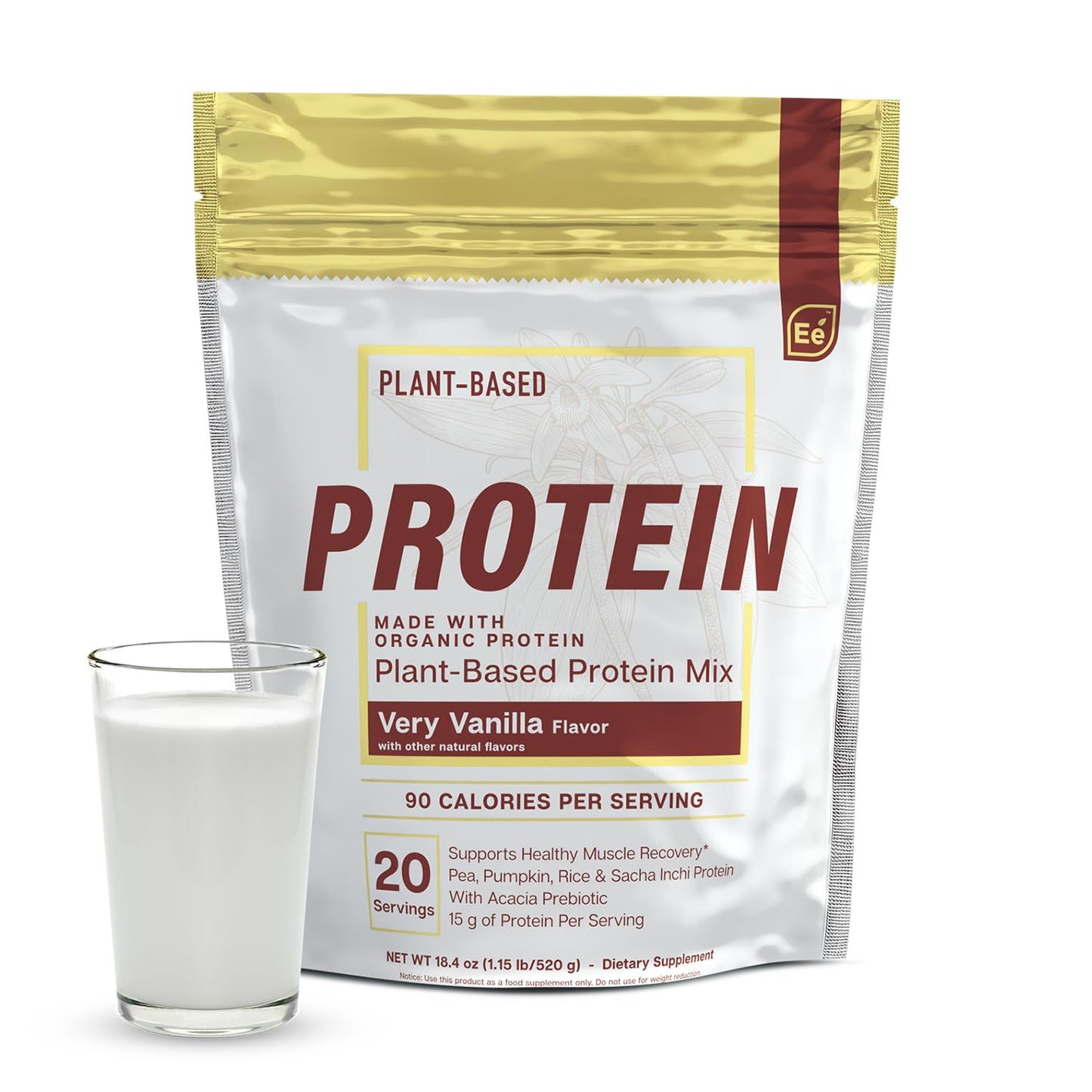 Essential Elements Pea Protein Powder - Very Vanilla | Low-carb Plant-Based Vegan Blend - Keto-Friendly and Gluten-Free | 20 Servings, 18oz