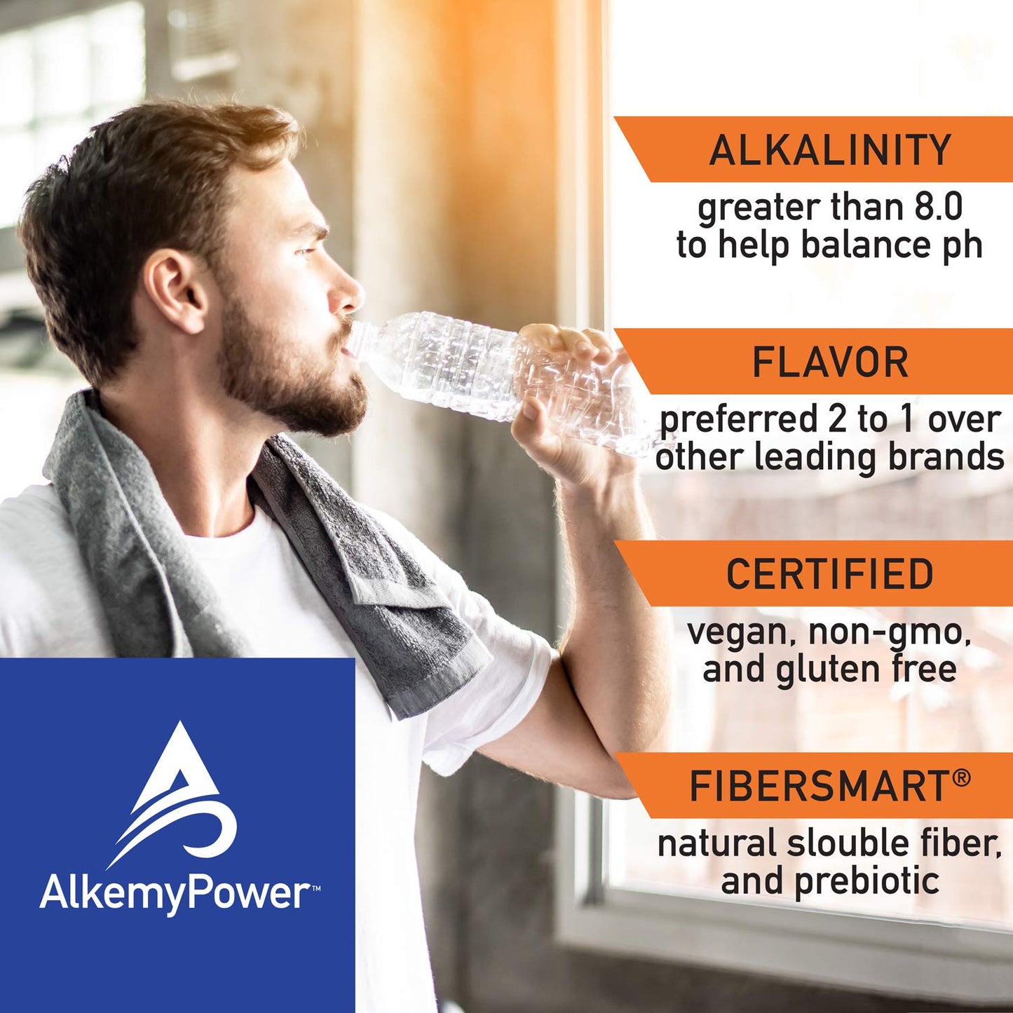 AlkemyPower™ Hydration Electrolyte Powder, No Sugars, Salts, Carbs, Flavors or Calories, 100% Natural, Convenient Stick Pack, 30 Count