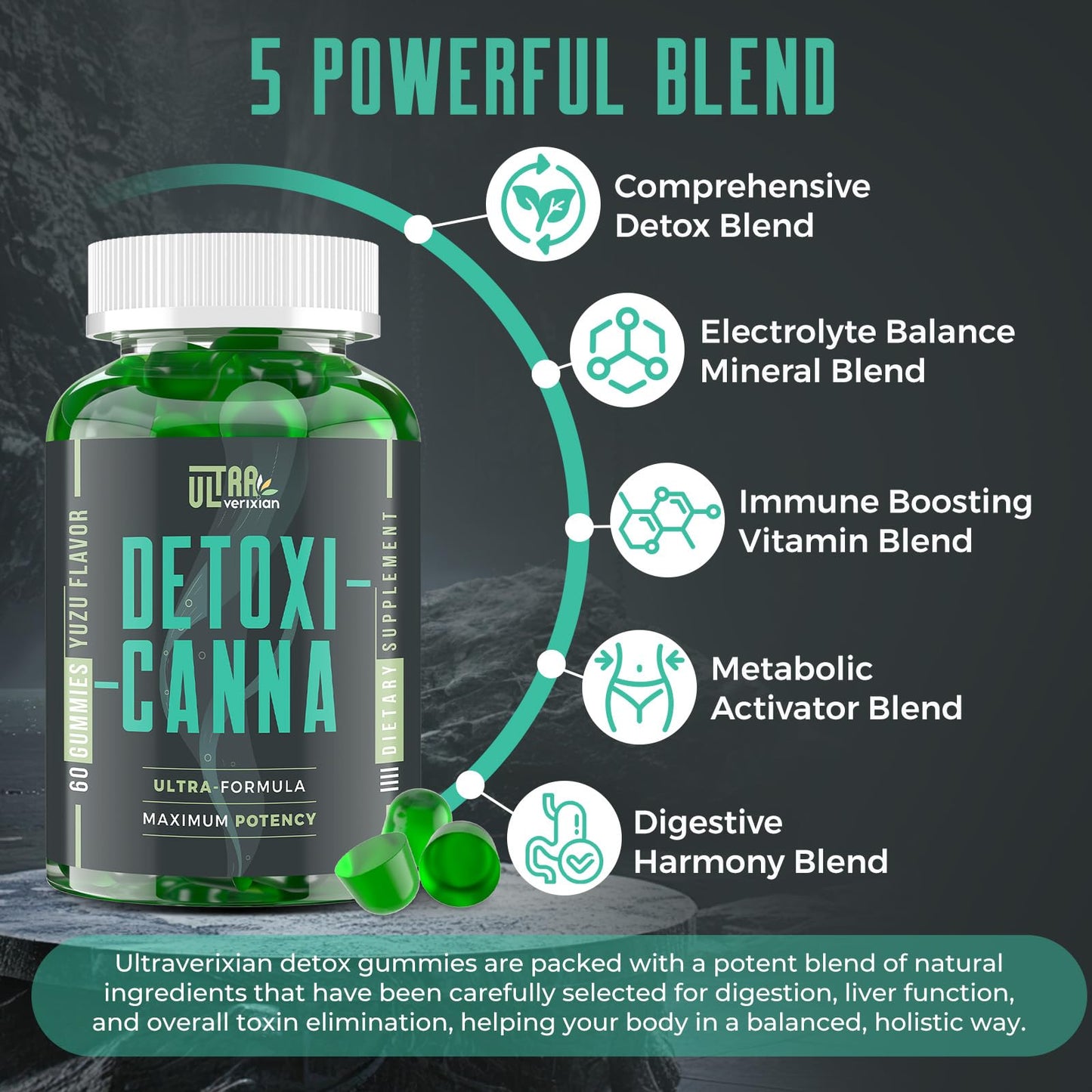 Ultraverixian Detox Cleanse Gummies, Rapid & Effective Detox for Full Body Cleanse, Month Supply