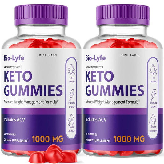 rize labs - BioLyfe Keto ACV Gummies Advanced Formula Apple Cider Vinegar Maximum Strength (Pack of 2) (120 Gummies)
