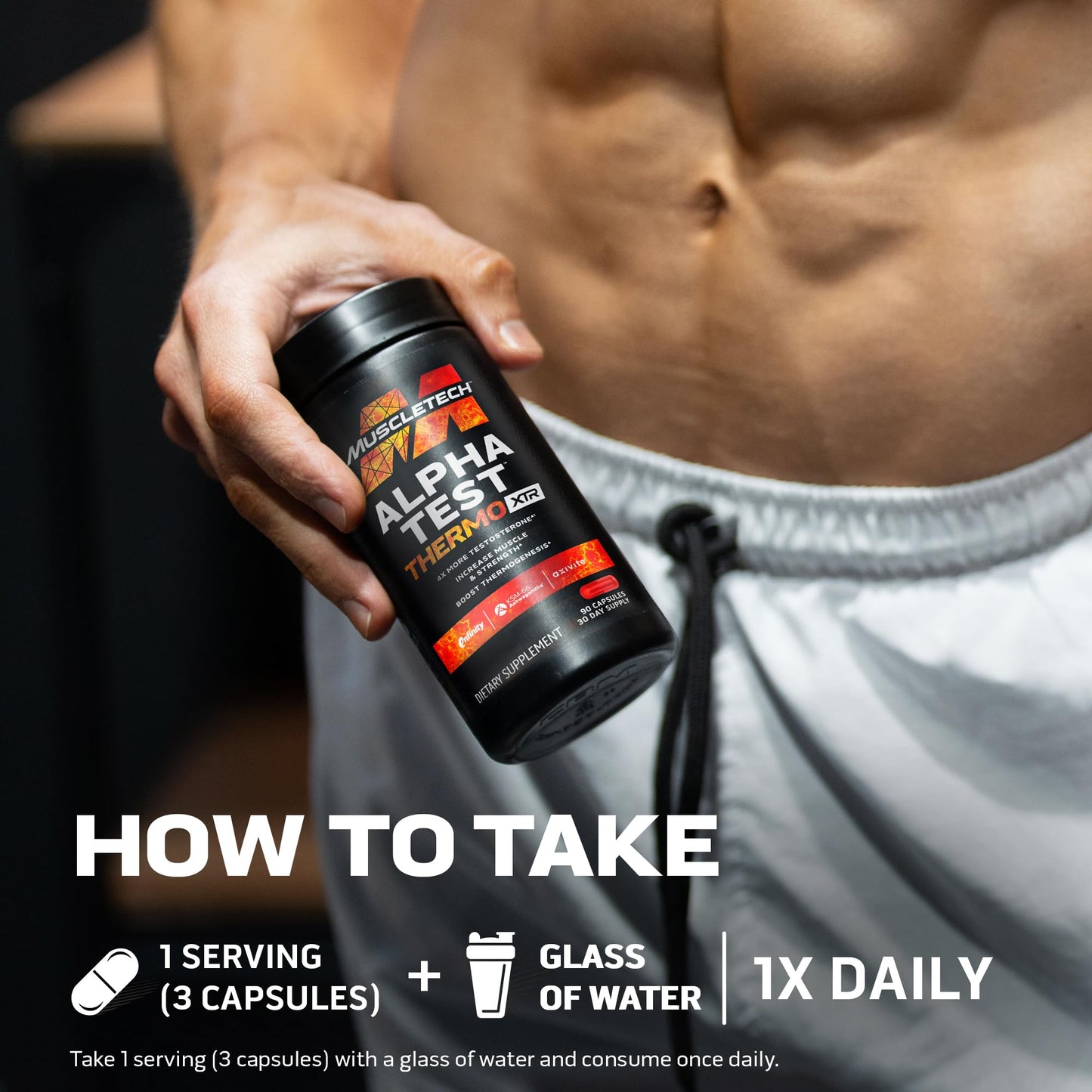 MuscleTech AlphaTest Thermo XTR Thermogenic Testosterone Booster| Muscle & Strength Builder for Men | Workout Supplement | 90 Capsules | 30 Servings