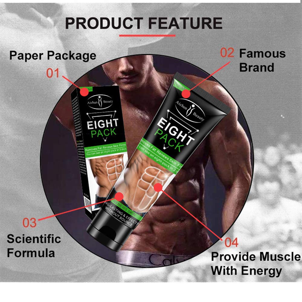 AICHUN BEAUTY Eight Pack For Men Strong Waist Manly Torso Smooth Lines Press Fitness Belly Burning Muscle Fat Remove Renews Skin Weight Loss Slimming Cream 80g