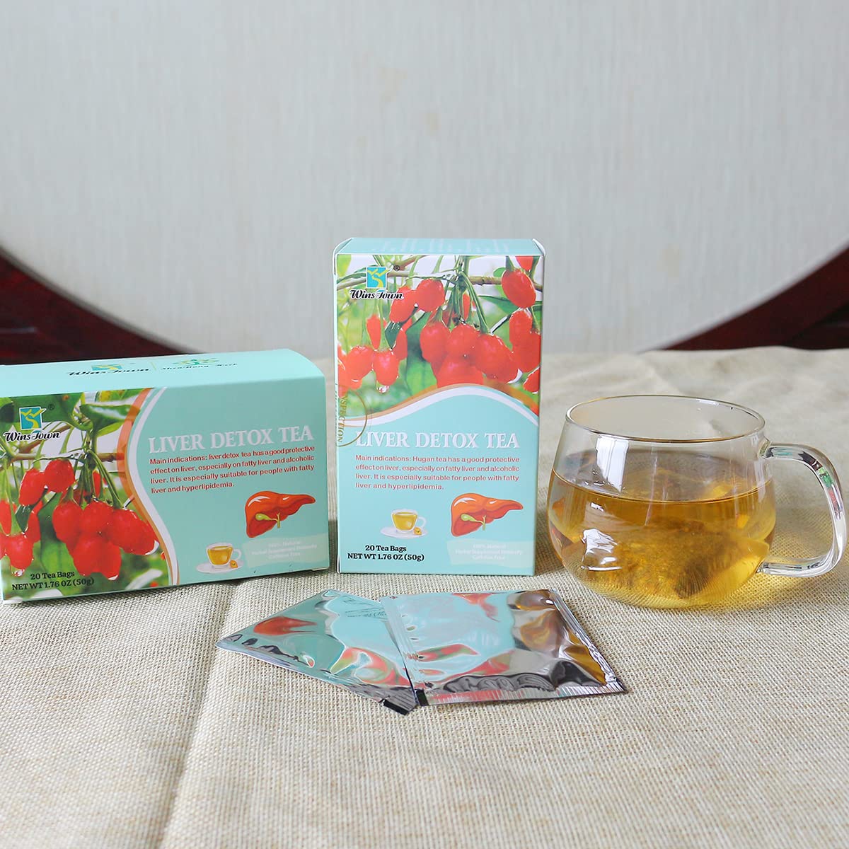 Wins Town Liver Detox Tea, Liver Cleanse Tea, for Fatty Liver and Alcoholic Liver, 20 Tea Bags