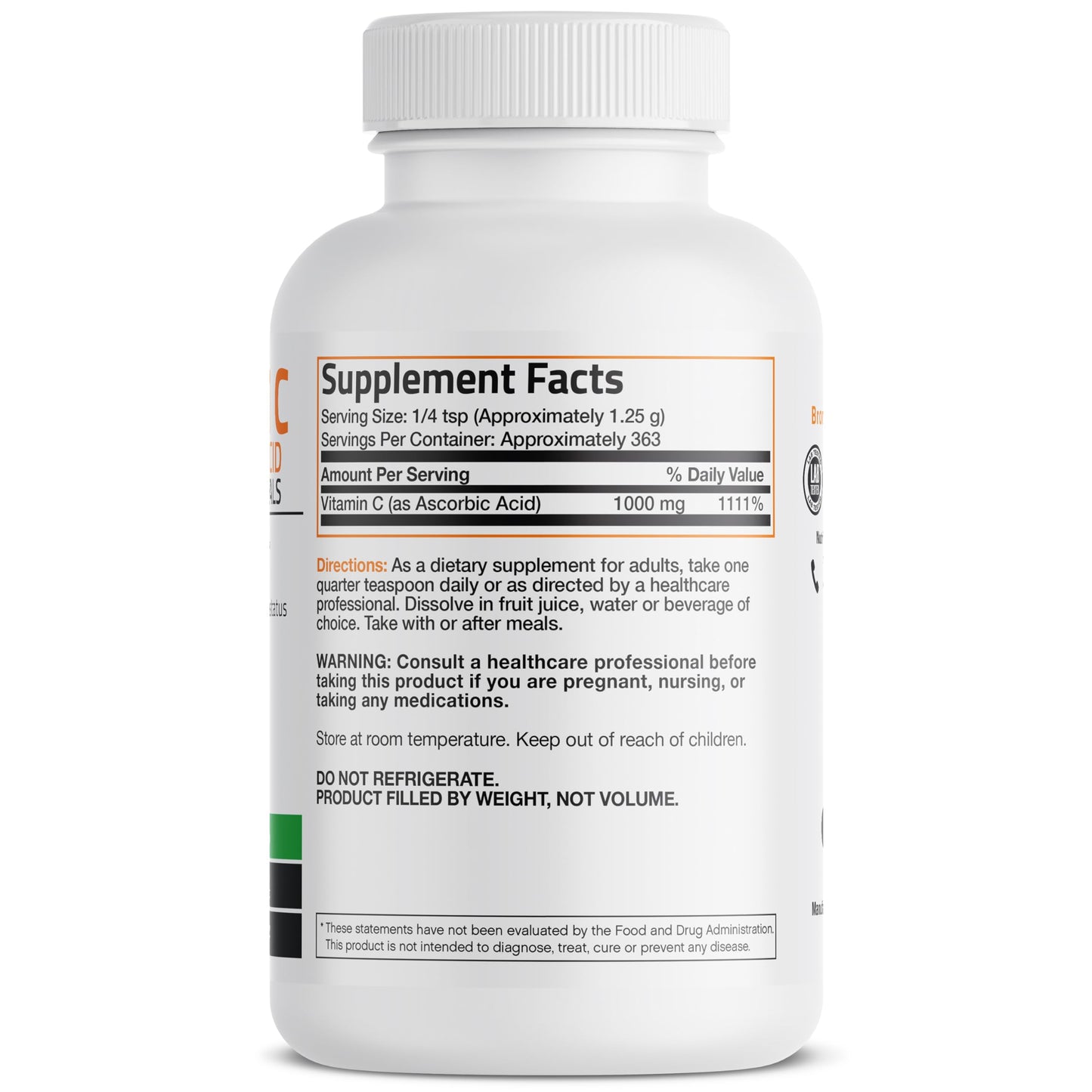 Vitamin C Powder Pure Ascorbic Acid Soluble Fine Non GMO Crystals - Promotes Healthy Immune System and Cell Protection - Powerful Antioxidant - 1 Pound (16 Ounces)