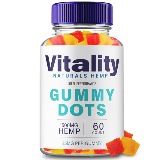 Vitality Gummy Dots Hemp Gummies with Hemp Seeds Organic Extract, Vitality Gummy - Extra Strength Health and Wellness Support, VitalityGummyDots Advanced with Hemp Oil, Vitality Reviews (60 Gummies)
