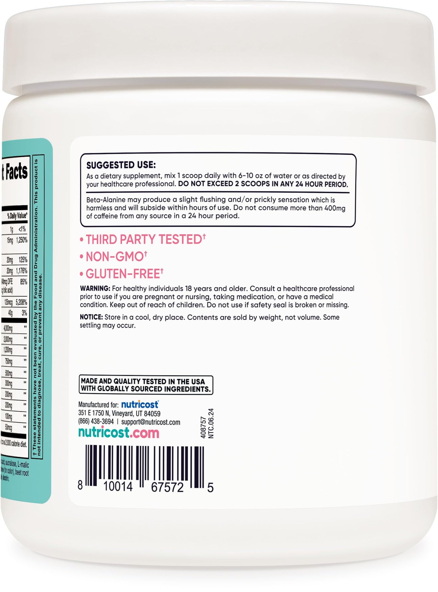 Nutricost Pre-Workout Powder for Women, Peach Mango, 30 Servings