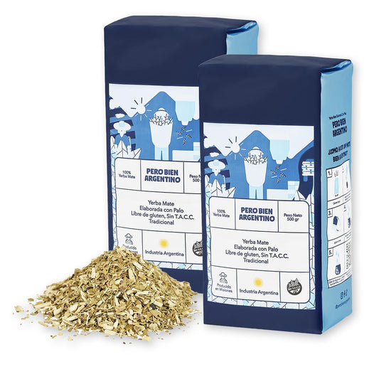 Pero Bien Argentino Yerba Mate Loose Leaf Authentic Yerba Mate With stick Argentine 220 Pound Pack of 2