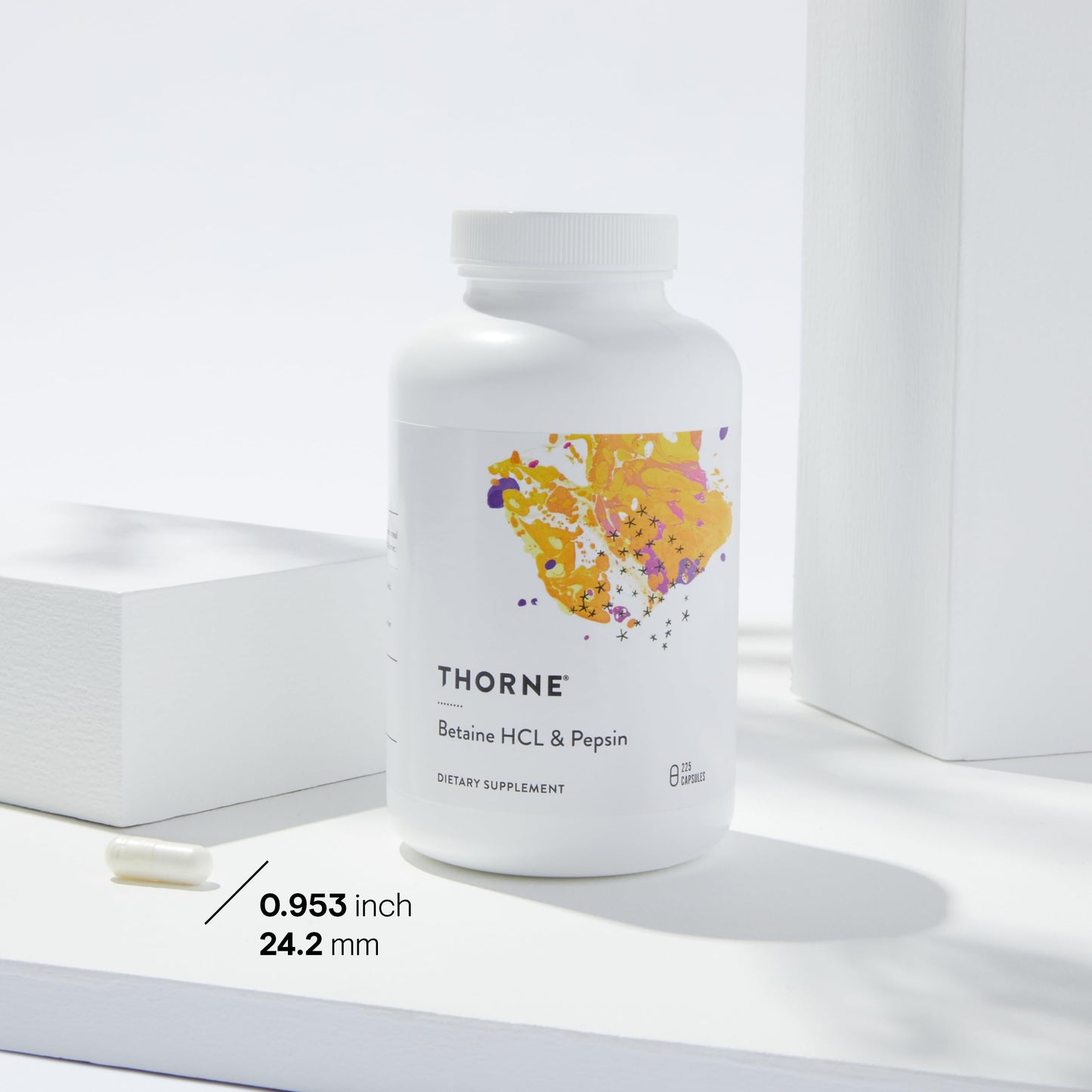 THORNE Betaine HCL & Pepsin - Digestive Enzymes for Protein Breakdown and Absorption* - 225 Capsules