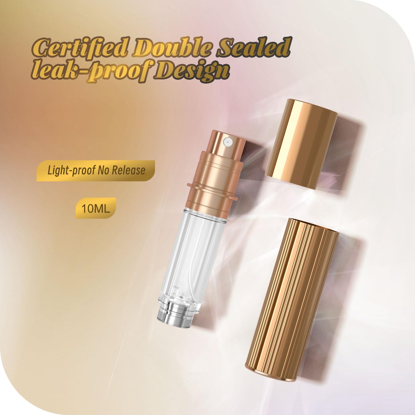 YIERSO 10ml Perfume Atomizer Travel Refillable,Bottom-Filling Fragrances Perfumes Bottle,Mini Cologne Dispenser, Portable Sprayer Pocket Size for Women Men Cruise Car Trip Gift 0.34oz (Gold)