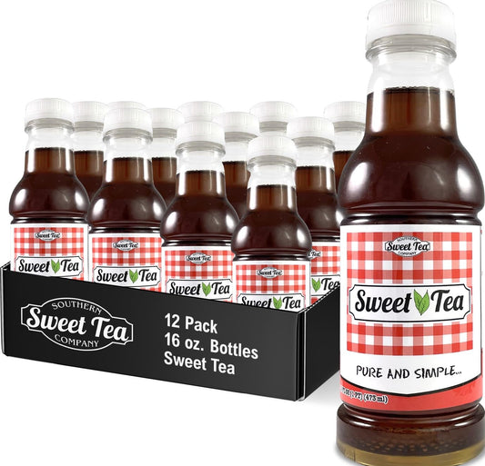 Iced Tea Sweet Real Brewed Pure Cane Sugar Caffeinated All Natural No Artificial Flavors or Colors 16 Oz 12 Pack by Southern Sweet Tea Company