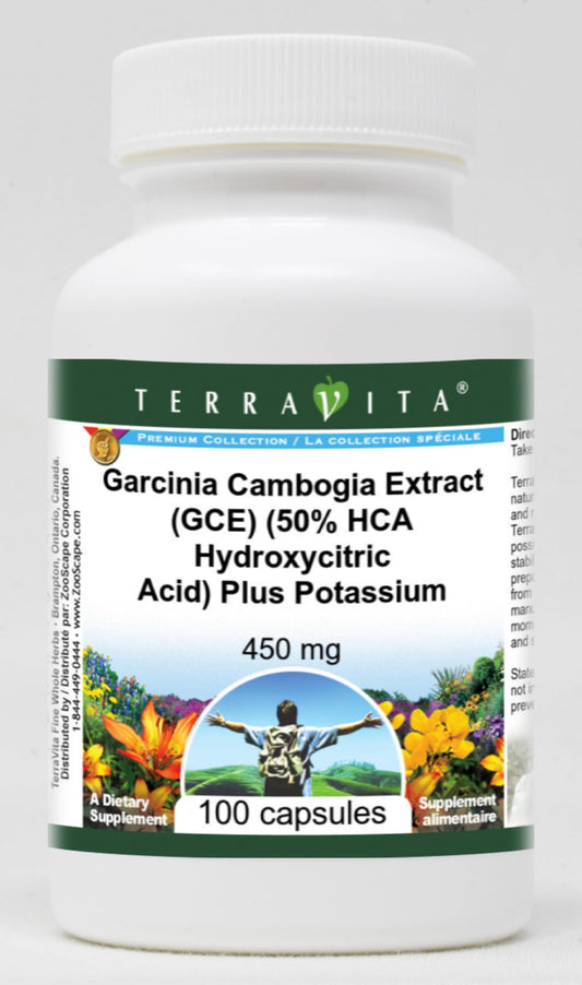 Garcinia Cambogia Extract (GCE) (50% HCA Hydroxycitric Acid) Plus Potassium - 450 mg (100 Capsules, ZIN: 512456) - 2 Pack
