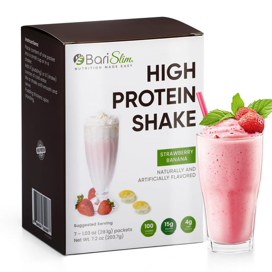 BariSlim High Protein Shake - Delicious & Nutritious Meal Replacement Shake - Low Sugar & Carb - Formulated for Bariatric Patients & Post-Weight Loss Surgery Support | Strawberry Banana Shake (9 oz)