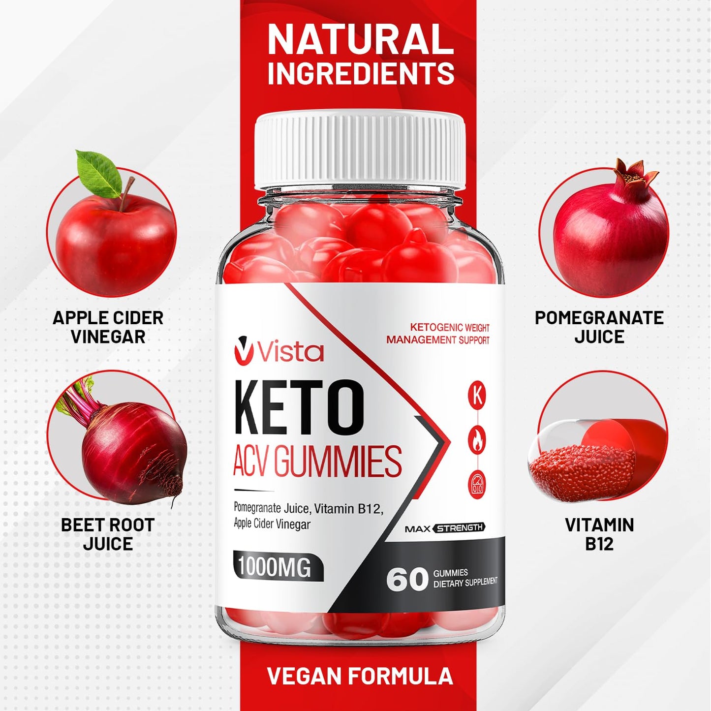 (3 Pack) Vista Keto ACV Gummies - Advanced Formula Vista Keto Plus ACV Gummies Apple Cider Vinegar Vista ACV Dietary Supplement Men Women (180 Gummies)