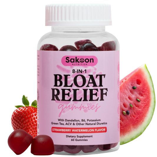 Sakoon nutrition Bloating Relief Gummies for Women - Green Tea, ACV, Dandelion, Buchu Leaf, Natural Digestion Support, 60 Gummies, Watermelon Flavor
