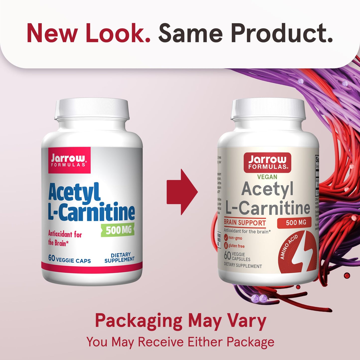 Jarrow Formulas Acetyl L-Carnitine 500 mg, Dietary Supplement, Amino Acid Support for Brain Health and Antioxidants, 60 Veggie Capsules, 60 Day Supply(Pack of 12)