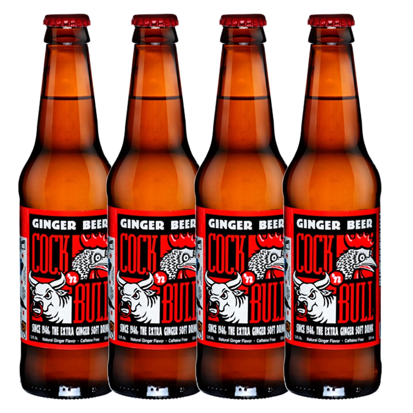 Cock n Bull Ginger Beer 4 Pack 12oz Soda Bottles  Ideal Mixer for Cocktails Mocktails and Bartenders  Premium Quality for Perfect Mixed Drinks  Refreshing Flavor Profile Made In USA