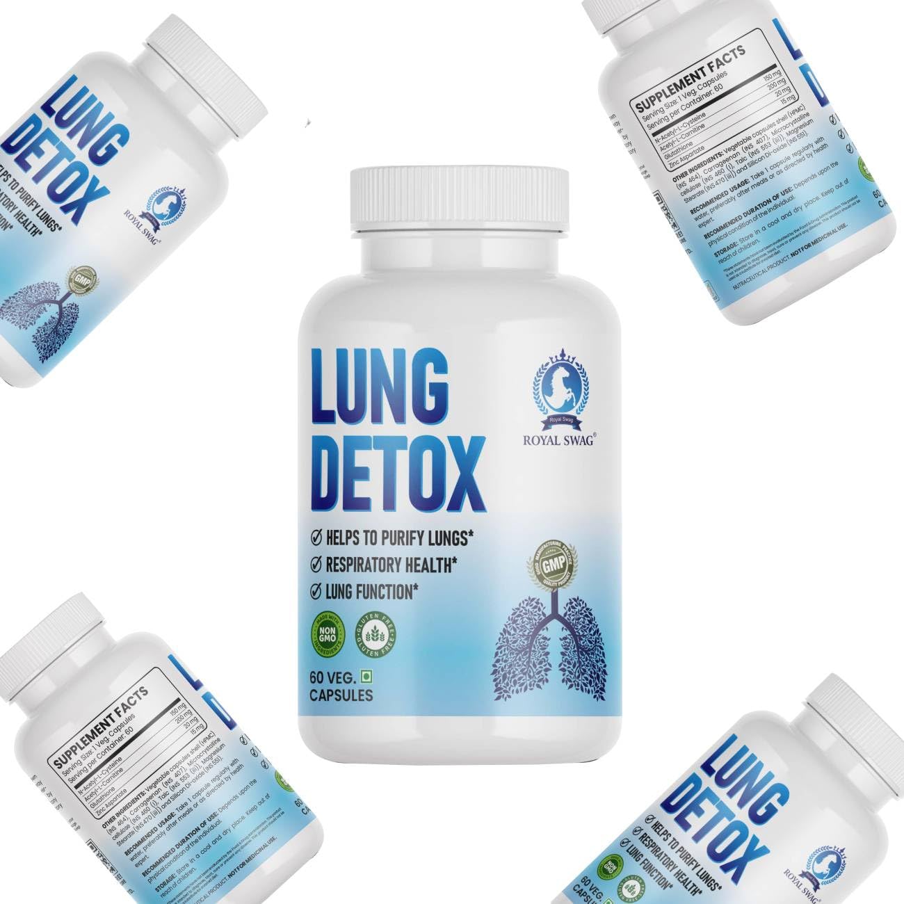 ROYAL SWAG Lung Cleanse and Detox Capsule- Natural Respiratory Support Supplement for Smokers & Non-Smokers Support Lung Health and Detoxification 60 Capsule